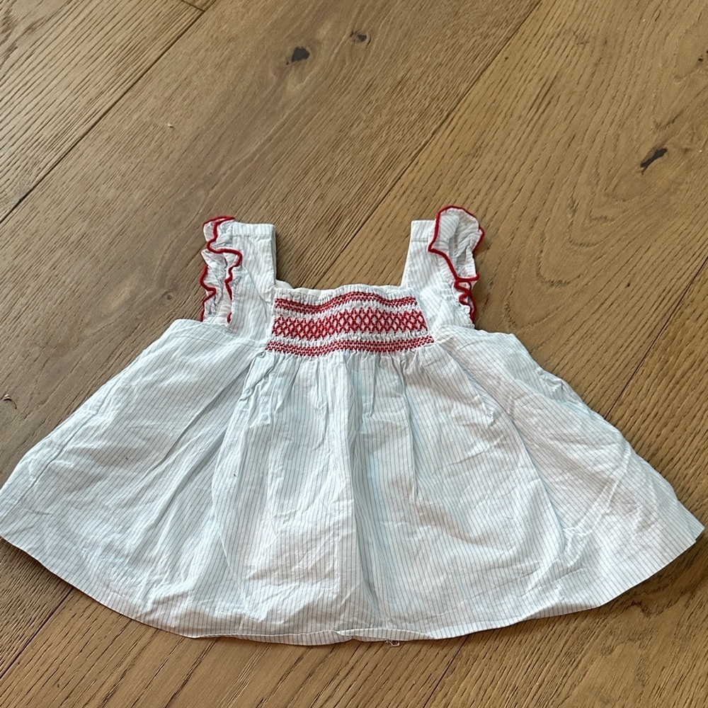 Janie and jack White and Red Baby top with Ruffle Sleeves 18/24m